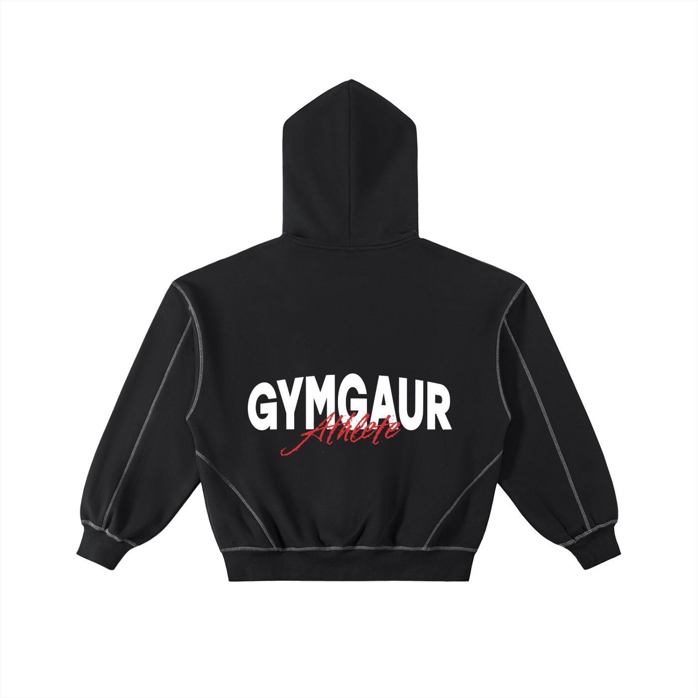 Contrast-Stitched Boxy Fleece Zip Hoodie
