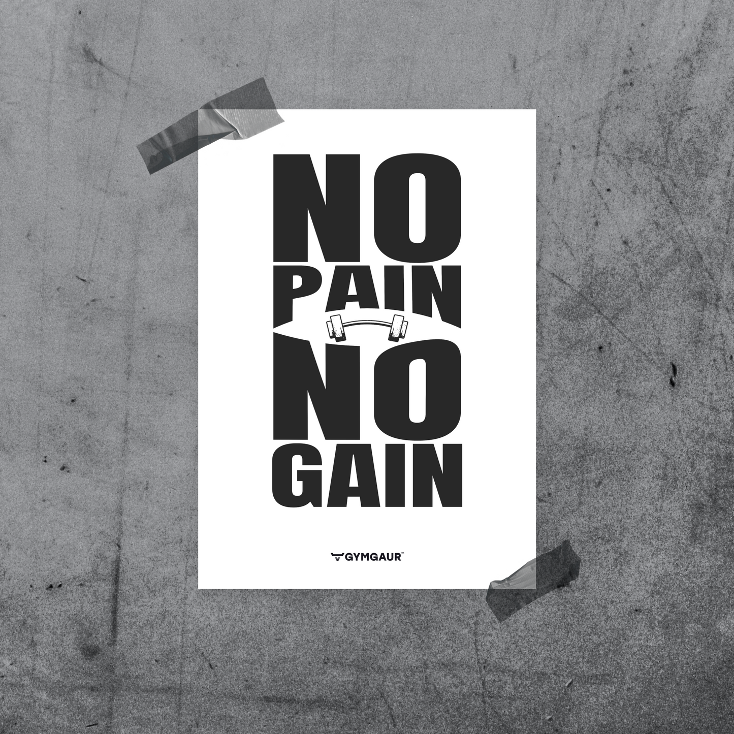 Gym Motivation Digital Wall Art: 'No pain, no gain' by GymGaur
