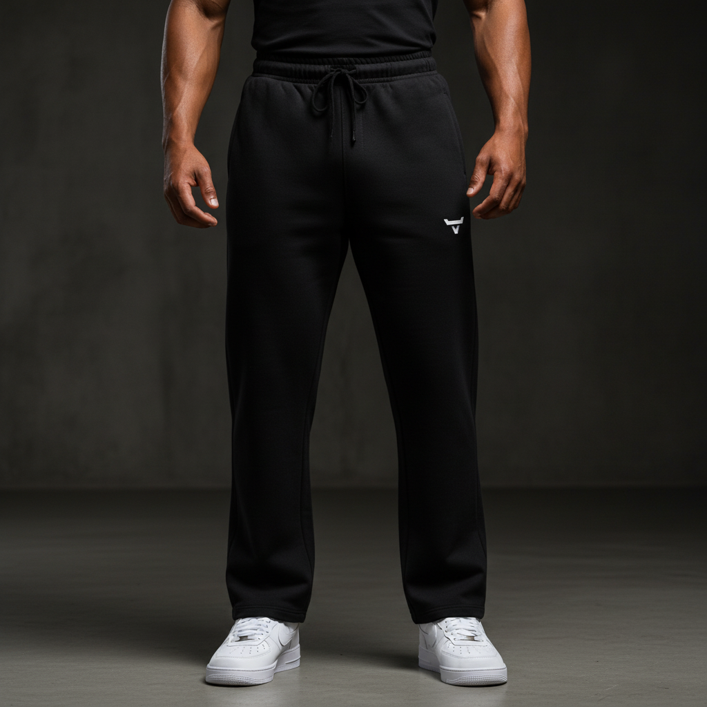 Solid Color Straight-Leg Sweatpants
