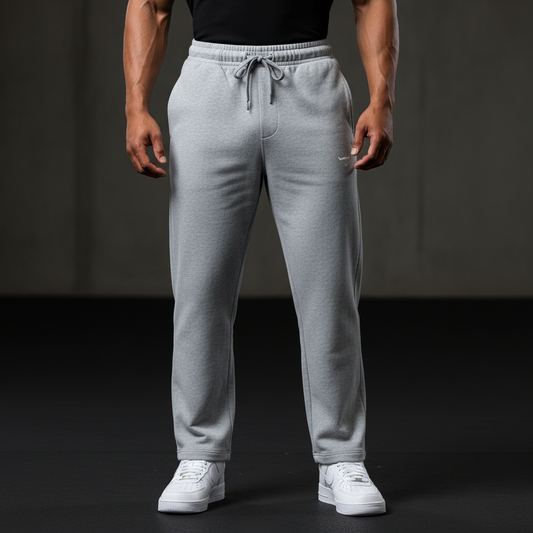 Solid Color Straight-Leg Sweatpants