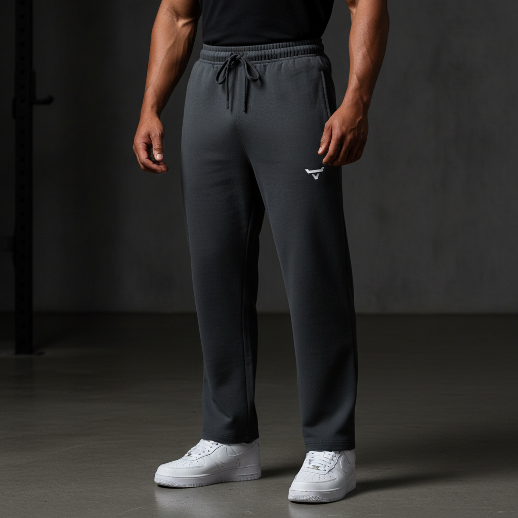 Solid Color Straight-Leg Sweatpants
