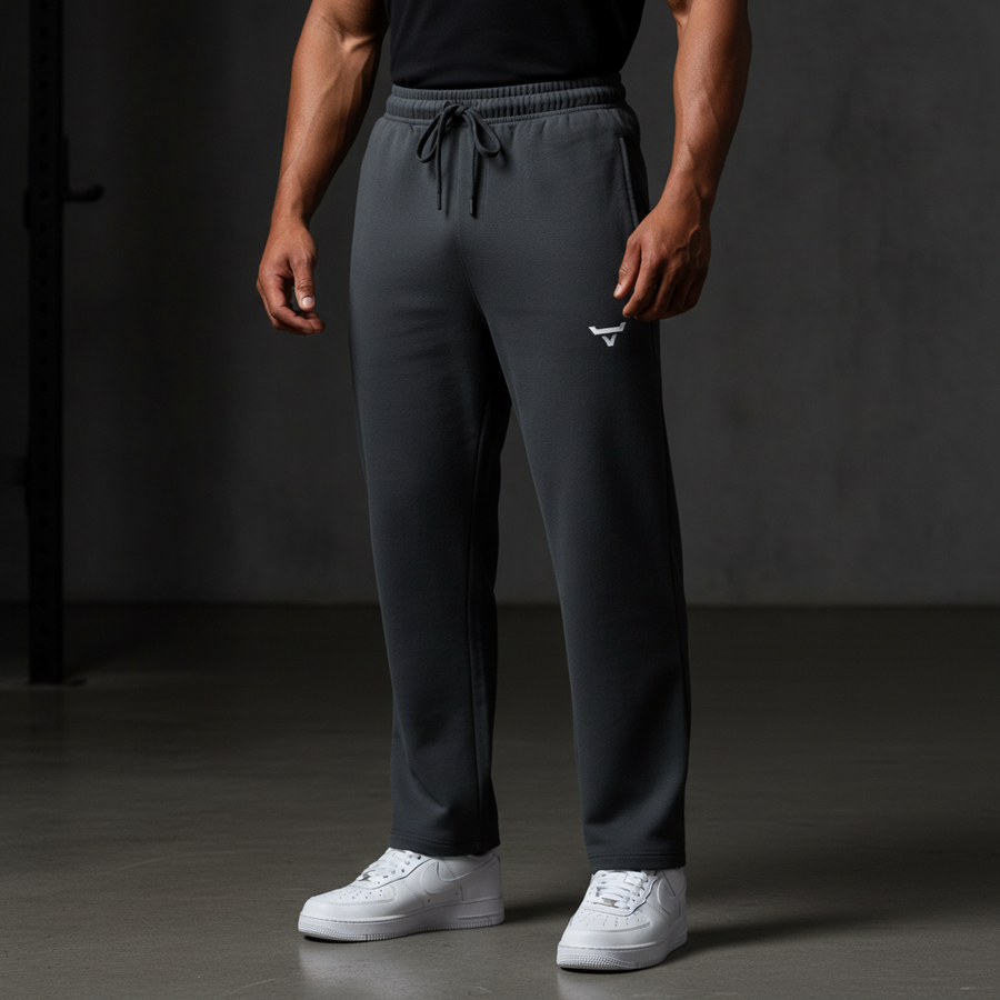 Solid Colour Straight-Leg Sweatpants