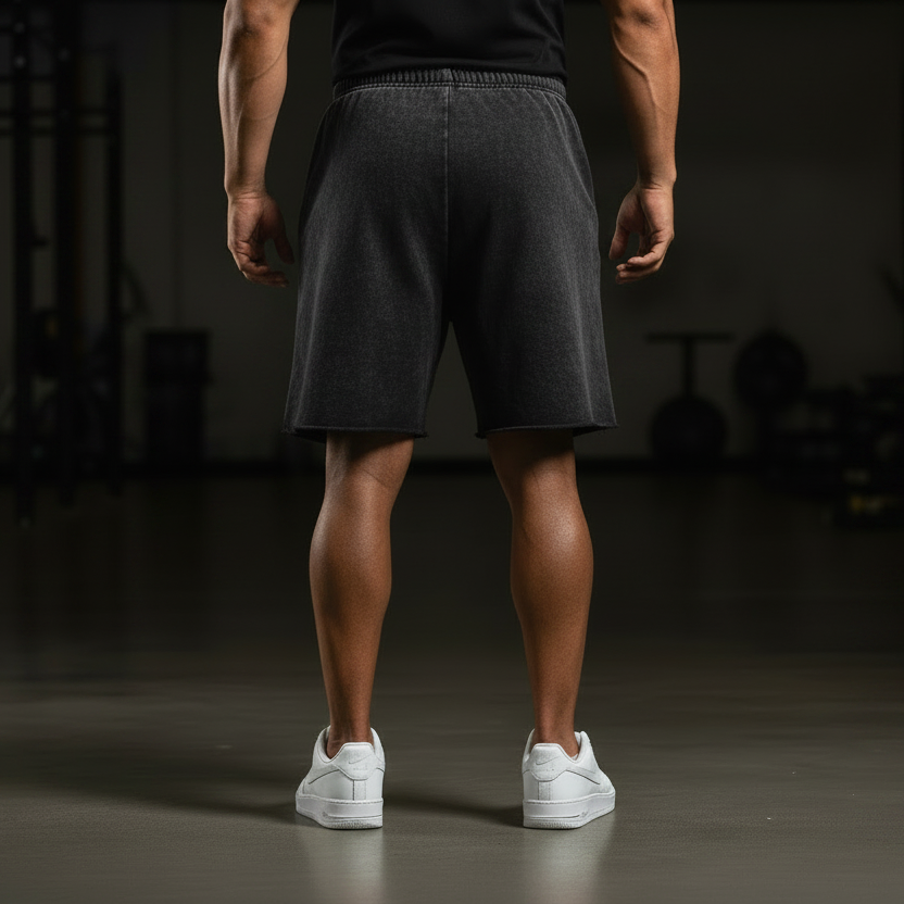 Snow Washed Raw Hem Shorts